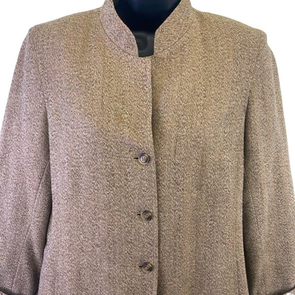 Jasper And Co. Stand Up Collar Tans Three Button Up Rolled Cuff Blazer 10 Petite - Picture 2 of 15
